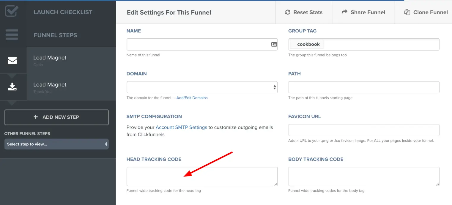 ClickFunnels Head Tracking Code