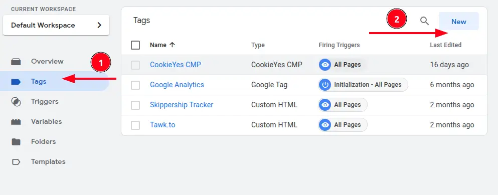 Add a new google tag