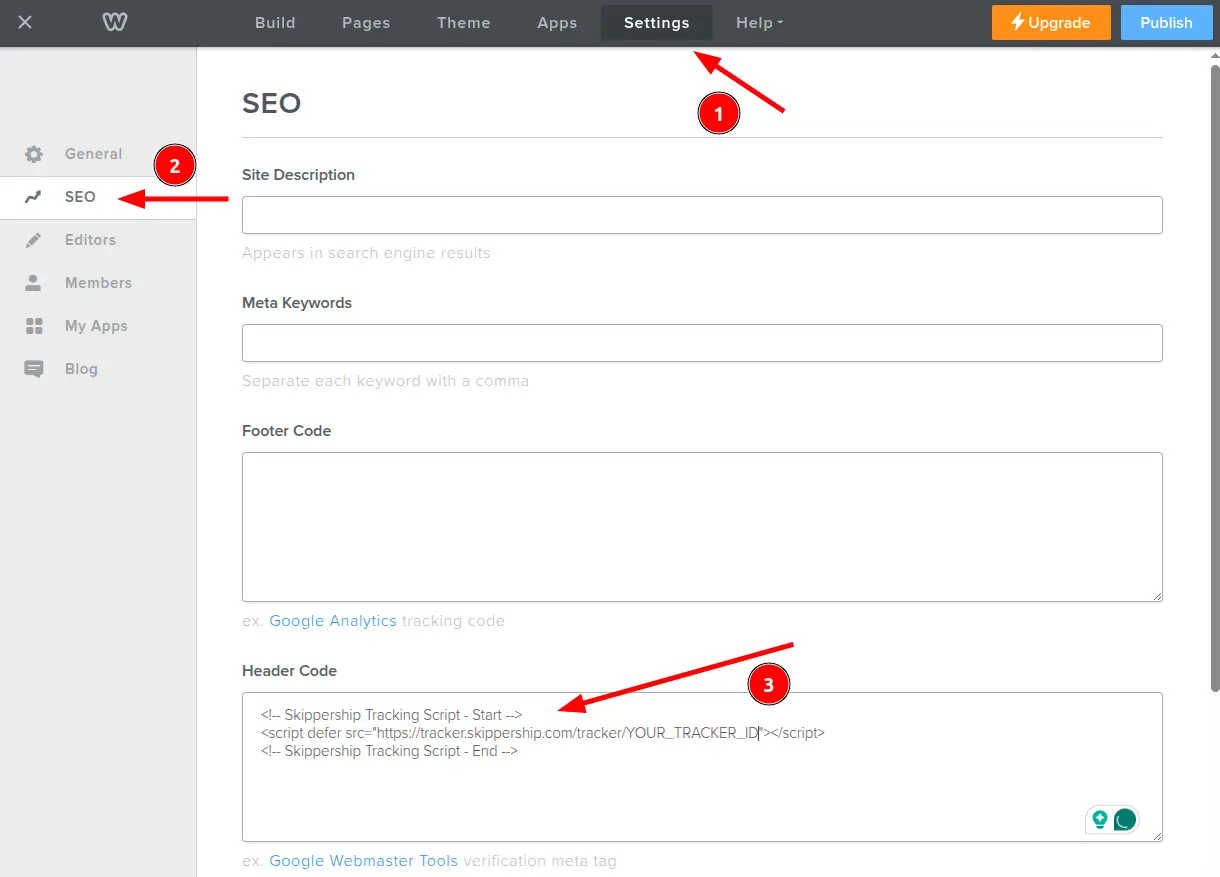 Add Skippership script to Weebly