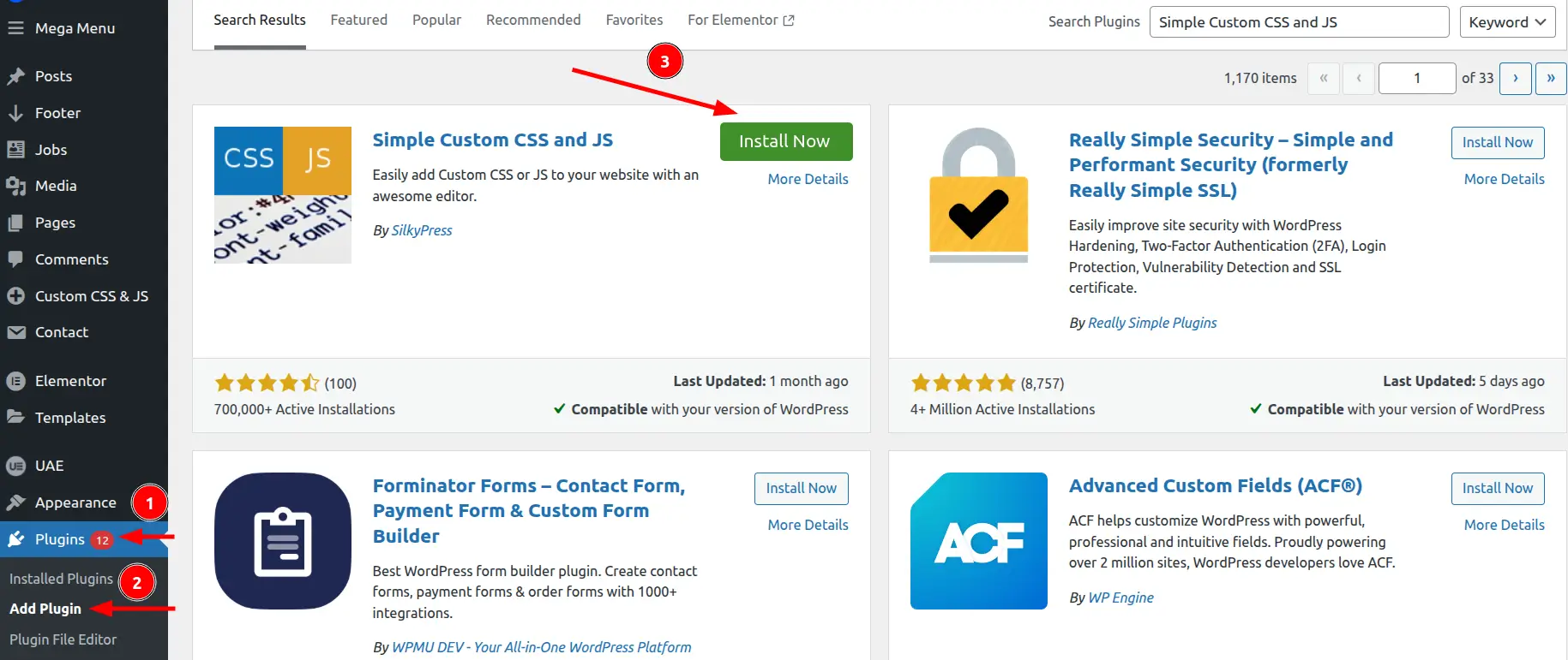 WordPress plugin search