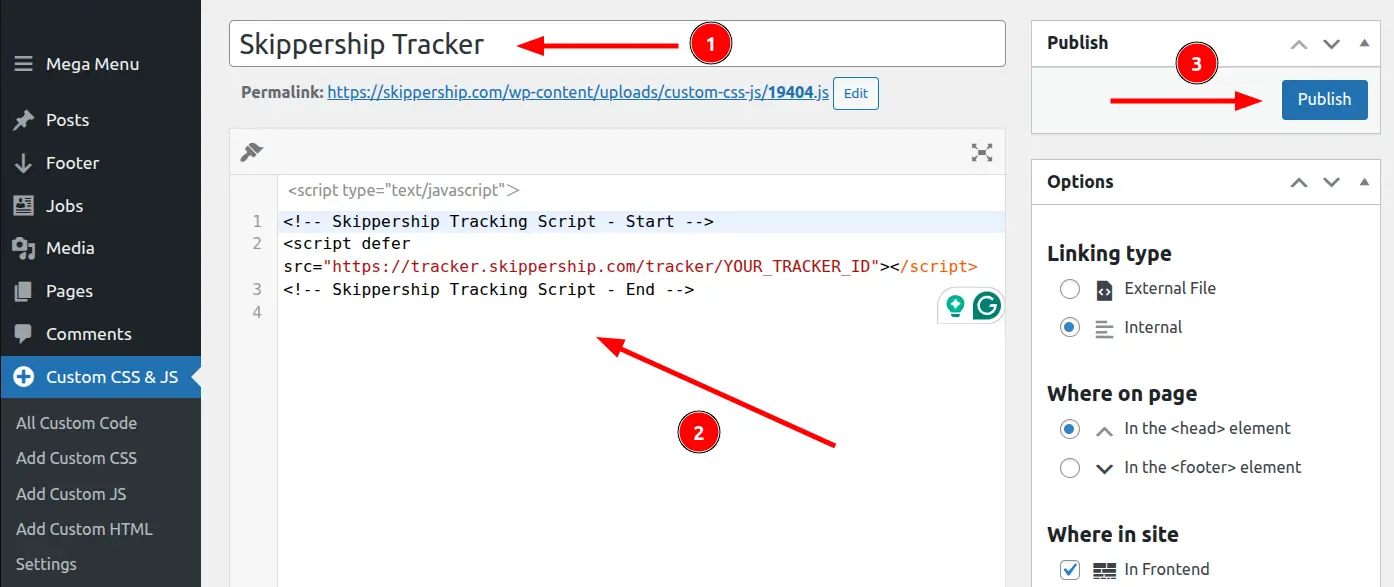 WordPress add custom code